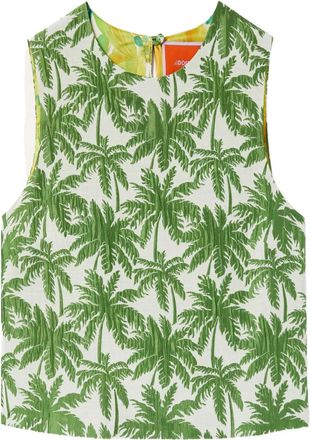 La DoubleJ Top crop Aria con stampa - Bianco