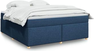 vidaXL Cama Box Spring Con Colch&oacute;n Tela Azul 180x200 Cm Vidaxl