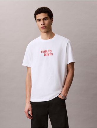 Calvin Klein Jeans Calvin Klein Mens 1989 Logo Graphic Relaxed T-Shirt - Open White - 2XL