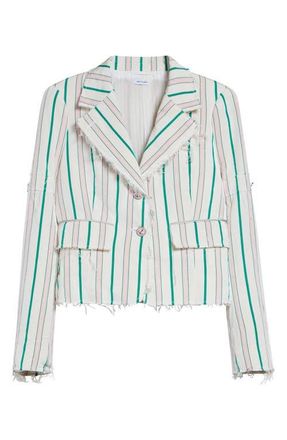 Thom Browne Stripe Sculpted Shoulder Silk & Cotton Jacket in 680 Lt Pink at Nordstrom, Size 8 Us