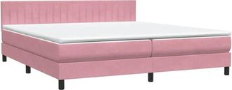 vidaXL Cama Box Spring Con Colch&oacute;n Terciopelo Rosa 180x210 Cm Vidaxl