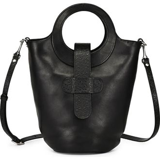 OLD TREND Lily Genuine Leather Structured Everyday Bucket Crossbody in Black at Nordstrom