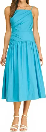 Pinch Design Square Neck Midi Dress In Sky Blue