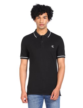 Calvin Klein Jeans Men Polo Shirt Short Sleeve, Black (Ck Black), XL