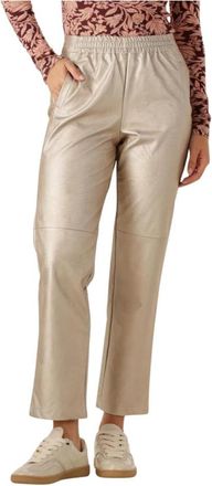 Louizon Cr&egrave;me Leren Broek Makana - Dames - Straight fit broeken - Geel - S - Wol - Broeken