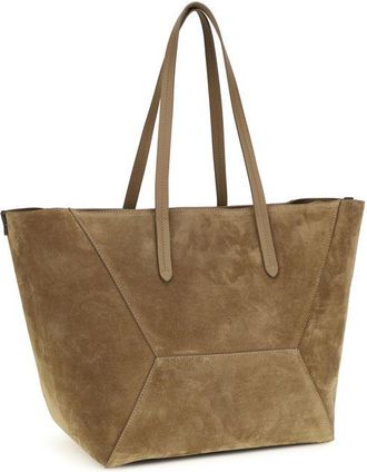 Brunello Cucinelli Womens Beige Calf Leather Bos Taurus Shoulder Bag