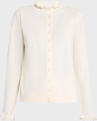 Lafayette 148 New York Pearl-Button Cashmere Cardigan