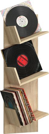 ebuy24 Estante De Pared De Madera Vcm Tablero De Pared Con Tres Compartimentos Grandes Espacio Para 100 Registros Tambi&eacute;n Se Puede Utilizar Para Libros Dimen