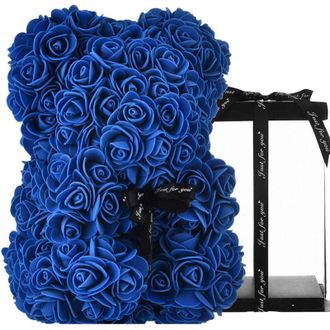 Trade Shop Trade Shop - Oso De Peluche Rose Oso Con Flores Artificiales Desde 25 Cm De San Valent&iacute;n - Azul