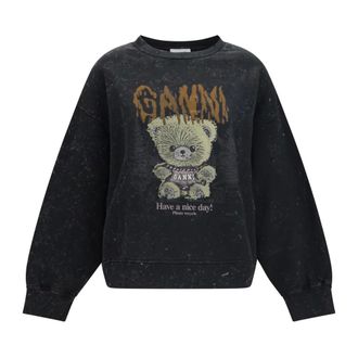 Ganni Isoli Forest Teddy Sweater - Dames - Sweatshirts & Hoodies - Zwart - Maat: XS Katoen