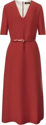Fabiana Filippi Maglione Scollo a V con Pannelli in Pizzo - - Dresses - Donna - Rosso - M