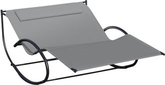 OUTSUNNY Hammock Chair Sun Bed Rock Seat w/ Metal Texteline W/ Pillow Grey