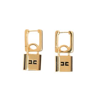 Elisabetta Franchi Accessoires, Dames, Geel, ONE Size, Hangende Oorbellen met Hangslot