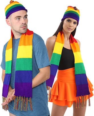 Generic Unisex Gay Pride Rainbow Scarf, Mens Womens LGBT Party Head Wrap Striped Polyester Satin Neck Scarf Fancy Dress Festival Parties Wear Costume Accessor