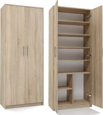 OEM Librer&iacute;a Cerrada Sonoma Oak - 8 Estantes, Universal, Construcci&oacute;n S&oacute;lida