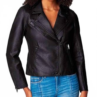 Blank NYC Womens New Vegan Leather Moto Jacket In Black