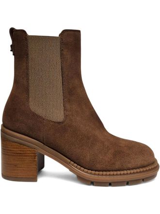 Casadei 80mm suede Chelsea boots - women - Elastane/Calf Leather/Elastane/Calf Leather/Rubber - 37 1/2 - Brown