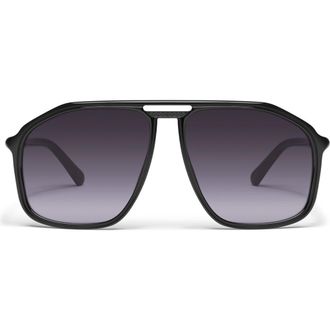 Quay Studio Sesh 60mm Gradient Aviator Sunglasses in Black/smoke at Nordstrom