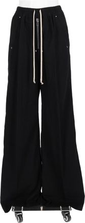 Rick Owens Black Elastic Waistband Flap Pocket Wide-Leg Pants