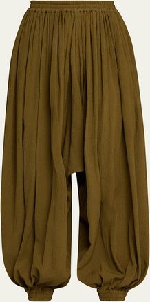 Michael Kors Ruched Silk Seersucker Balloon Pants