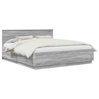 vidaXL Estructura De Cama Con Cabecera Gris Sonoma 180 X 200 Cm Vidaxl