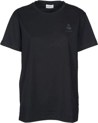 Isabel Marant Zwart T-shirt met contrastlogo - Dames - T-shirts - Zwart - XS - Katoen - Tops