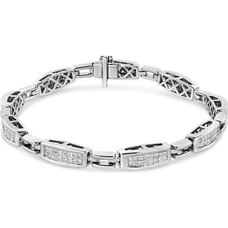 House of Brilliance 14K White Gold 2.00 Cttw Invisble-Set Princess Diamond Link Bracelet - 7.25 at Nordstrom