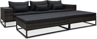 vidaXL Vidaxl - Set De Sof&aacute;s De Jard&iacute;n Con Cojines 5 Pzas Rat&aacute;n Sint&eacute;tico Gris