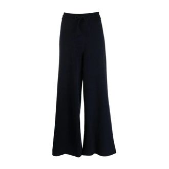Jil Sander Drawstring Cashmere Wide Trousers - female - Jil Sander - Wide Trousers - Blue - XS - Trousers