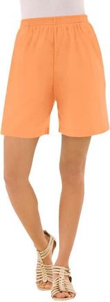 Roaman's Plus Size Soft Knit Pull On Short in Orange Melon at Nordstrom, Size Small