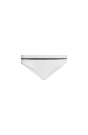 Brunello Cucinelli Techno jersey bikini bottoms with monili in White at Nordstrom, Size 48 It