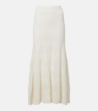 Self Portrait Pointelle midi skirt