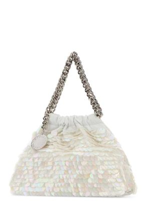 Stella McCartney Womens Embellished Satin Mini Falabella Handbag White Borse A Mano Bag