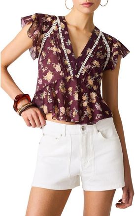 Steve Madden Leyla Cotton Voile Top in Port at Nordstrom, Size X-Small