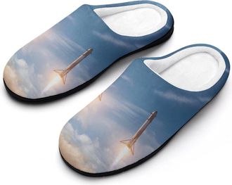 Generic Spacees Falcon Heavy Boosters Landing Men Slippers Funny House Shoes Cotton Slipper for Indoor Outdoor