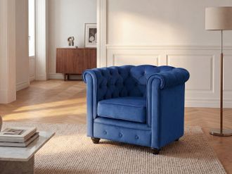 Vente-Unique Poltrona CHESTERFIELD in velluto Blu notte