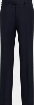 Giorgio Armani Men & apos;s Solid Wool Flat-Front Trousers