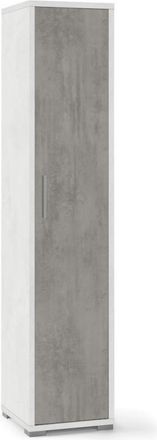 OEM Armario Multiusos Estrecho En Madera Blanco Cemento 39x41x H182 Cm