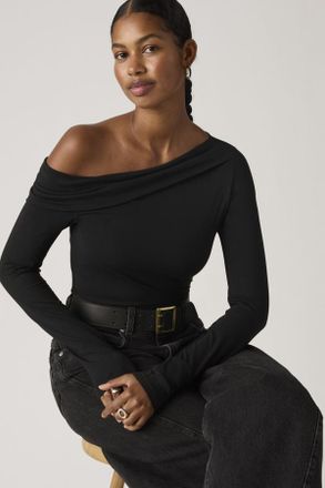 Levi's Top de manga larga y hombros descubiertos Clara - Mujer - XS - Negro / Anthracite Night