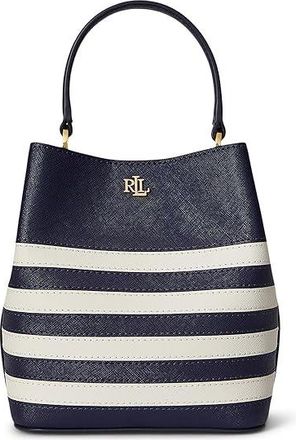 Lauren Ralph Lauren Two-tone Leather Small Reese Bucket Bag Shoulder Womens Handbags Refined Navy/Soft White