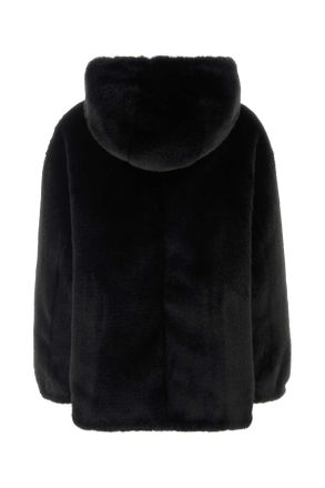 Prada Womens Black Eco Fur Reversible Jacket Nero Giubbini