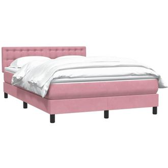 vidaXL Cama Box Spring Con Colch&oacute;n Terciopelo Rosa 140x220 Cm Vidaxl