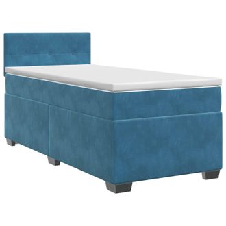 vidaXL Letto Box Spring Con Materasso Blu Scuro 90 X 200 Cm Velluto Vidaxl