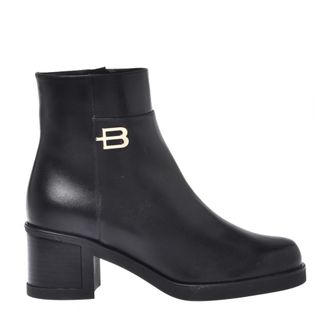 Baldinini Heeled Boots, female, Black, 3 UK, Black leather ankle boots