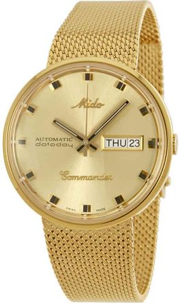 Mido Commander Automatic Yellow Gold Plated Unisex Watch M8429.3.22.13