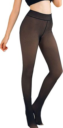 Generic WOMENS WARM WINTER AUTUMN BLACK SHEER LOOK FLEECE LINED TRANSLUCENT LOOK THERMAL TIGHTS - M/L - XL/XXL (as8, alpha, m, l, regular, regular)