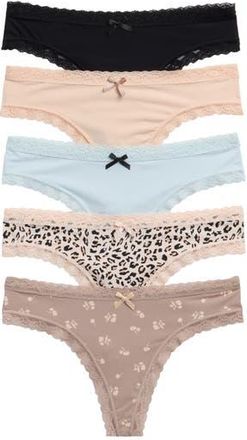 Honeydew Intimates Petra Mid Rise Thong Underwear - Pack of 5 in Neutral Multi at Nordstrom Rack, Size X-Large