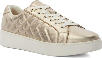 Dune London Dune Ladies EGENT Quilted Platform Sole Lace-Up Trainers Size UK 4 Flat Heel Gold