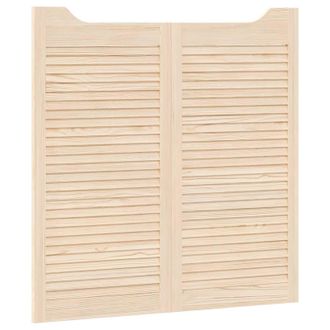vidaXL Puertas Batientes 2 Pcs Natural Madera De Pino Maciza Vidaxl