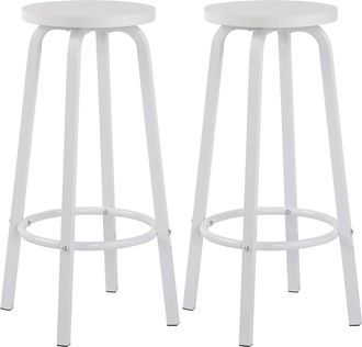 Woltu Woltu 2x Taburete De Bar Muebles Cocina Silla De Comedor Taburete Alto Para Salon Cocina Estructura De Metal Asiento De Mdf Blanco